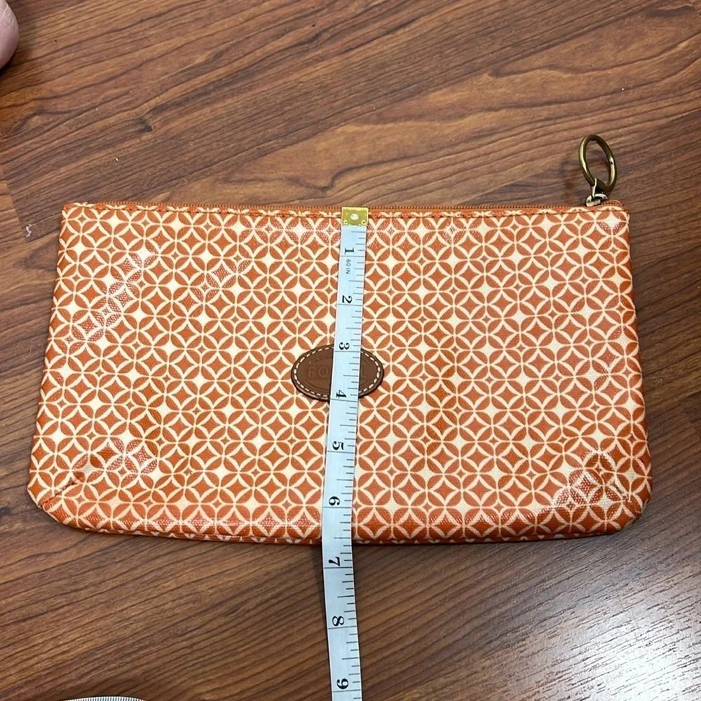 Fossil Makeup Bag Coated Canvas Orange & Cream Print